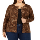 Charter Club Women's Plus Animal Print Cardigan Sweater Taupe Leopard Size 0X