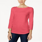 Charter Club Women's Pima Cotton Boat Neck Button Shoulder Top Pink Size X-Large
