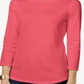 Charter Club Women's Pima Cotton Boat Neck Button Shoulder Top Pink Size X-Large