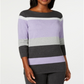 Karen Scott Women's Cotton Striped Sweater Purple Size Petite S
