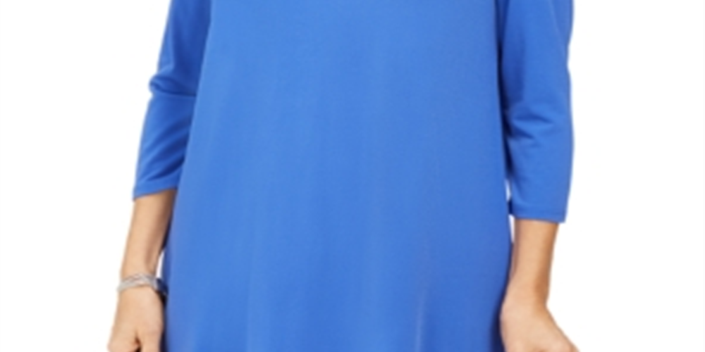 JM Collection Women's Embellished Cold Shoulder Top Blue Size Large