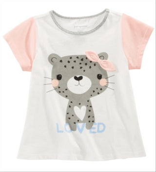 First Impressions Baby Girl's Cotton Colorblocked Cheetah T-Shirt White Size 12MOS