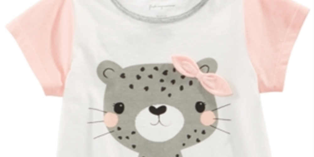 First Impressions Baby Girl's Cotton Colorblocked Cheetah T-Shirt White Size 12MOS