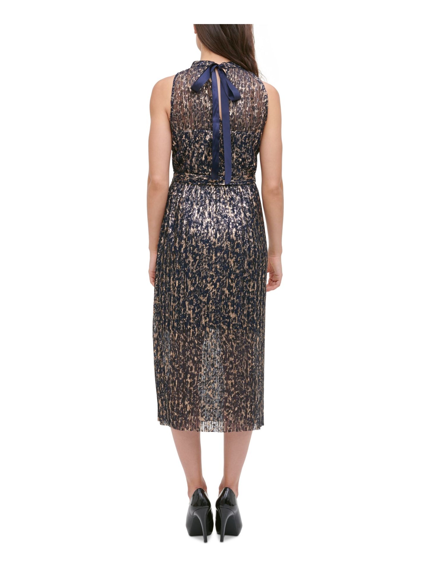 Kensie Women's Floral Sleeveless Halter Midi Sheath Dress Blue Size 10