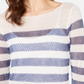 INC International Concepts Women's Striped Open Stitch Sweater White-Blue Size Petite L