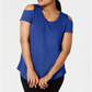 JM Collection Women's Cold Shoulder Swing T-Shirt Blue Size Small