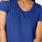 JM Collection Women's Cold Shoulder Swing T-Shirt Blue Size Small