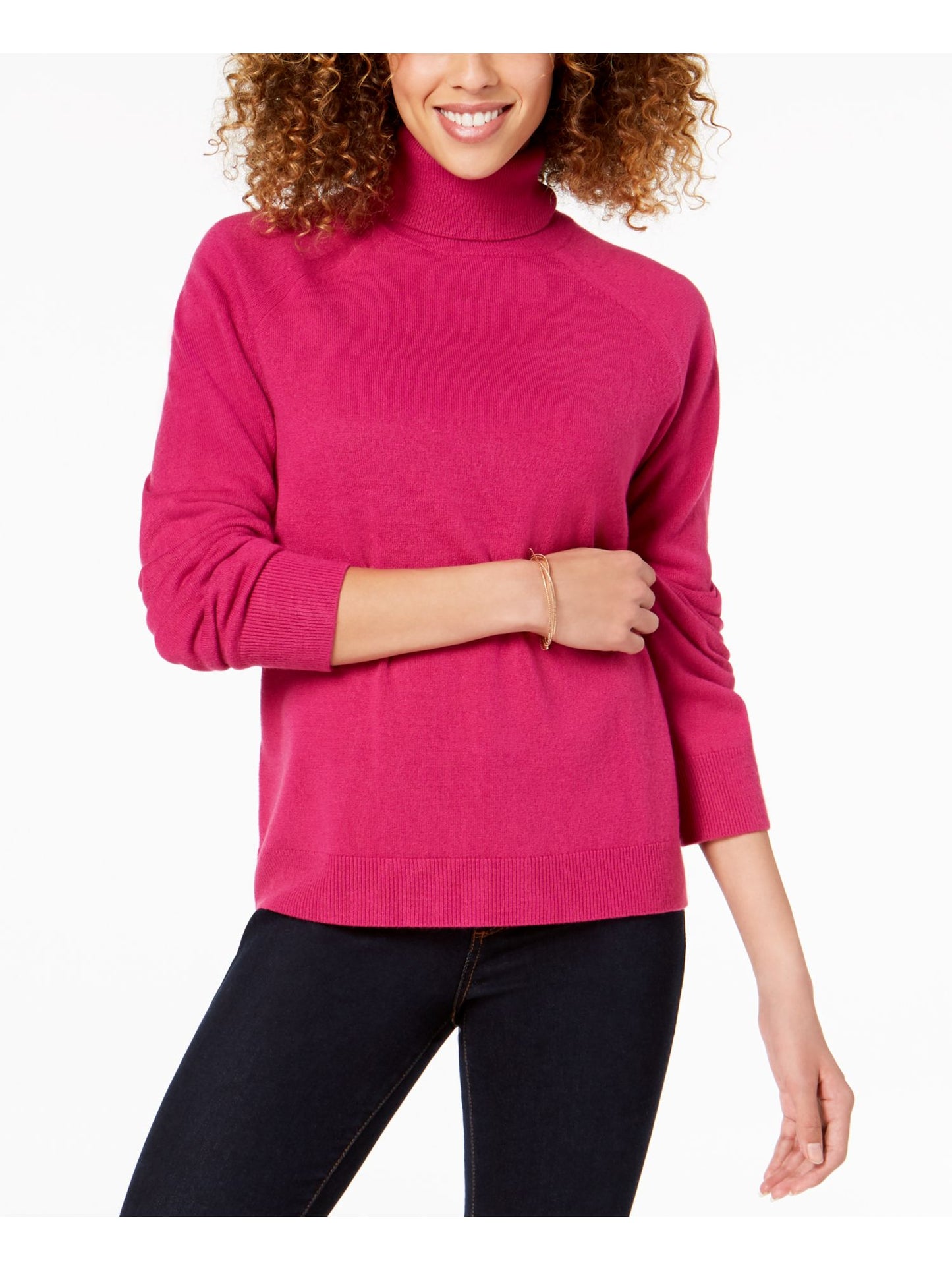 Karen Scott Women's Luxsoft Turtleneck Sweater Pink Size Petite Small
