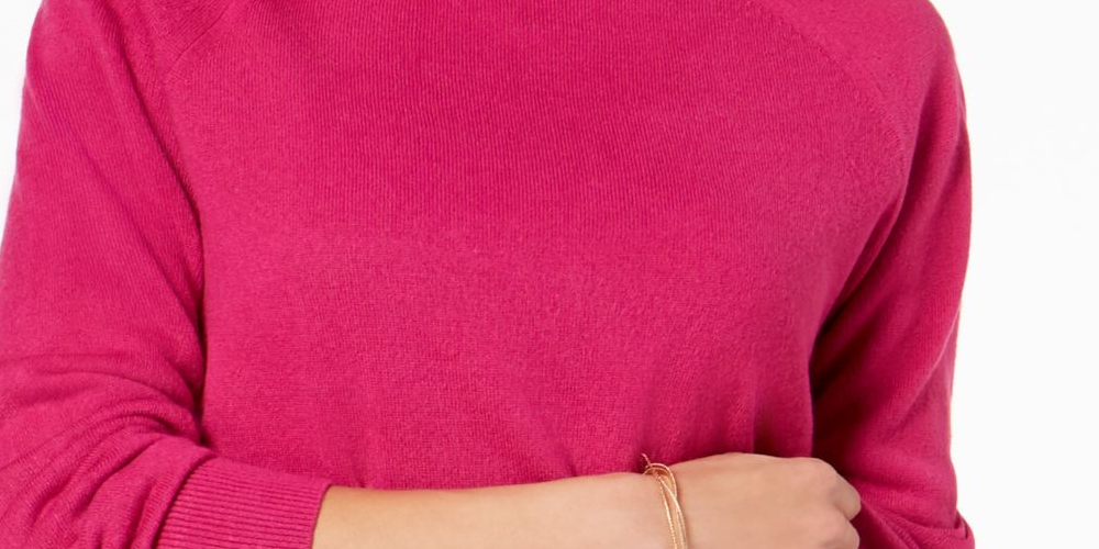 Karen Scott Women's Luxsoft Turtleneck Sweater Pink Size Petite Small