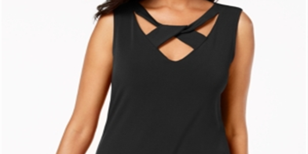 JM Collection Women's Twist Neck Tank Top Black Size Small