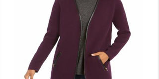 Charter Club Women's Milano Cotton Open Front Cardigan Purple Size Medium