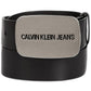 Calvin Klein Men's Plaque Buckle Leather Belt Black Size 30