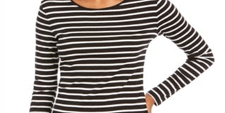 Charter Club Women's Metallic Stripe Top Black Size XX-Large