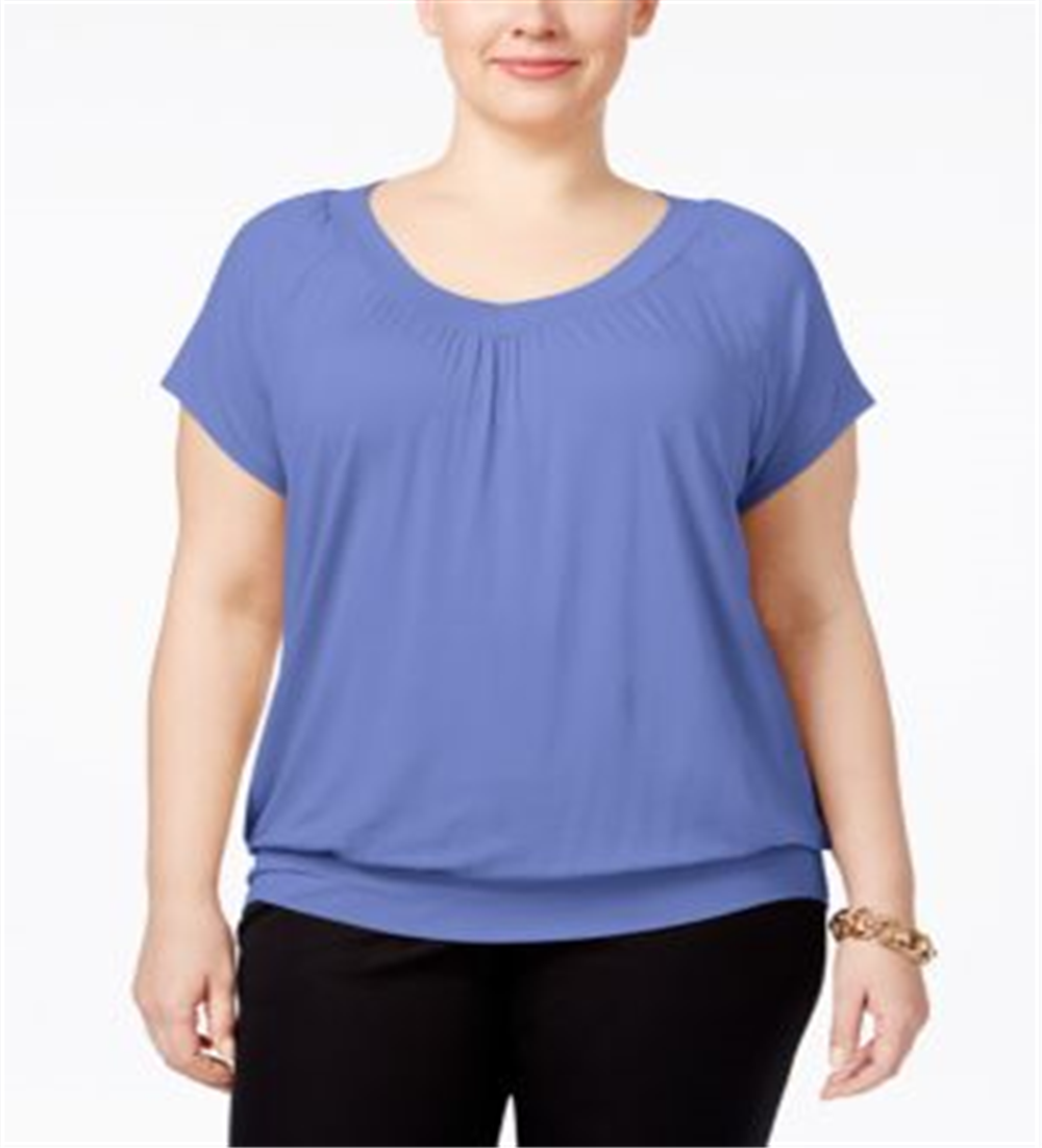 JM Collection Women's Plus Blouson Top Purple Size 1X