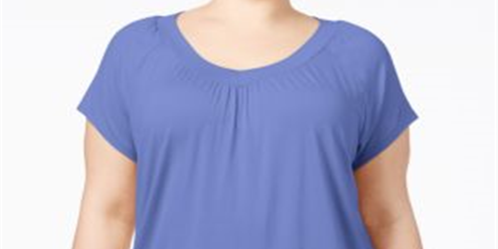 JM Collection Women's Plus Blouson Top Purple Size 1X