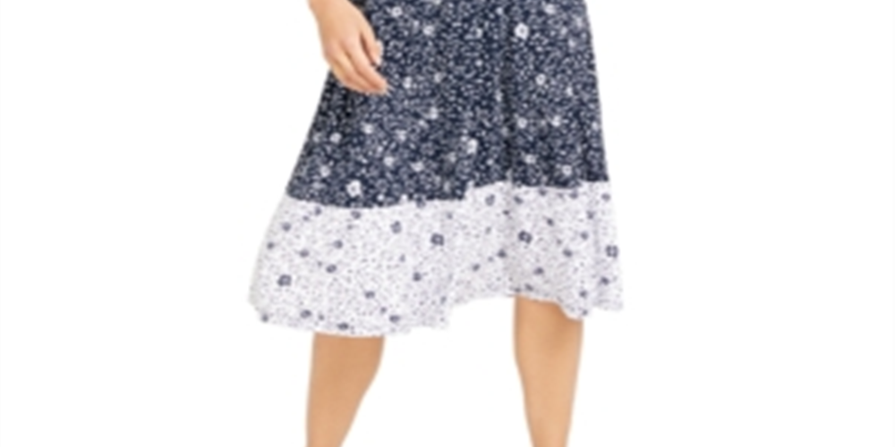Charter Club Women's Floral Sleeveless Dress Blue Size XX-Large