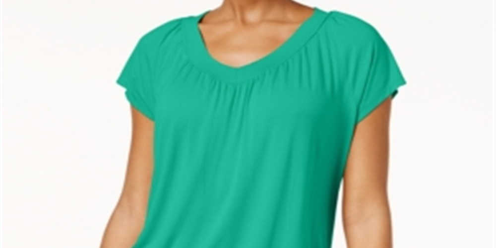 JM Collection Women's Blouson T-Shirt Green Size Small