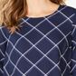 Charter Club Women's Printed 3/4 Sleeve Top Blue Size Small