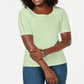 Karen Scott Women's Cotton Lace Applique T-Shirt Aloe Green Size -Petite L