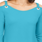 JM Collection Women's Grommet Cold Shoulder Tunic Blue Size Small