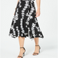 Alfani Women's Floral Print MIDI Skirt Black Size 10 Petite