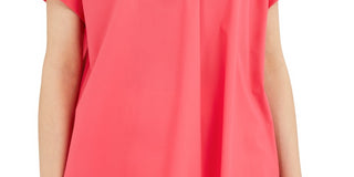 Alfani Women's Peony Split Neck Jersey Blouse Pink Size Petite Large