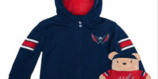 Cubcoats Boy's Toddler Washington Capitals 2-in-1 Transforming Full-Zip Hoodie & Soft Plushie Navy