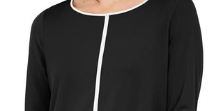 Alfani Women's 3/4 Sleeve Scoop Neck Tunic Top Black Size Petite Small