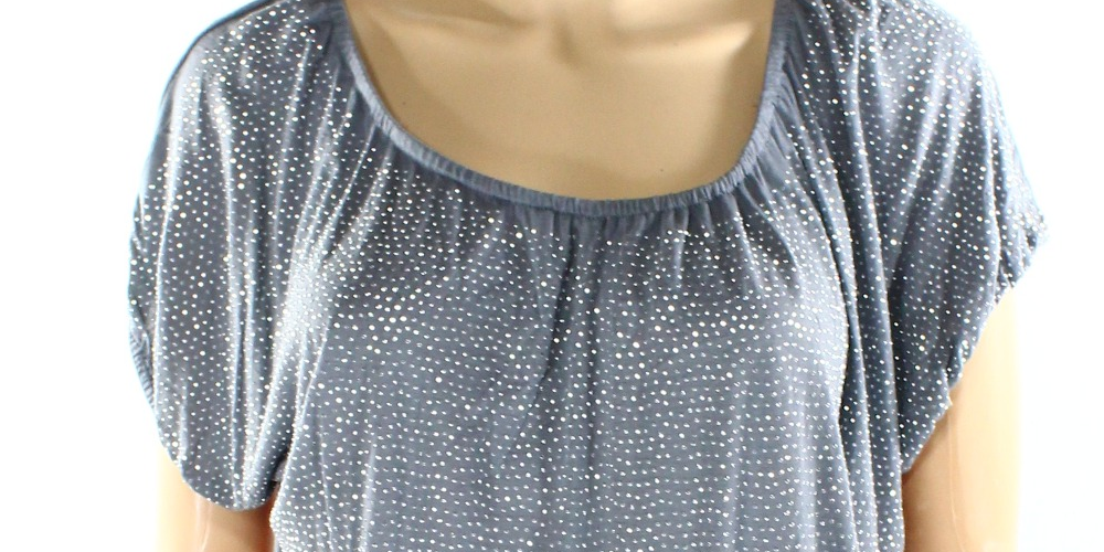 Style & Co Women's Tiered Sleeve Long Sleeve Top Gray Size Medium