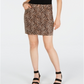 INC International Concepts Women's Leopard Print Denim Mini Skirt Brown Leopard Size 2