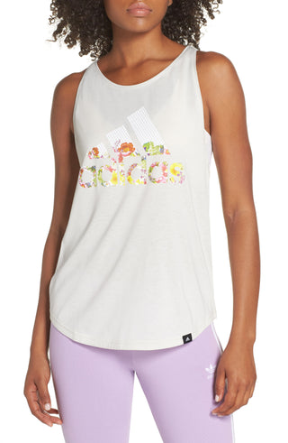 Adidas Women's Floral Essential Tank Top White Size XX-Small