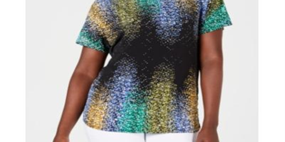 JM Collection Women's Embellished Dolman Sleeve Top Black Size Petite Large