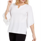 JM Collection Women's Embellished Flared Sleeve Top White Size X-Small