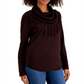 Style & Co Women's Fringe Cowl Neck Sweater Brown Size Medium