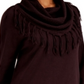 Style & Co Women's Fringe Cowl Neck Sweater Brown Size Medium