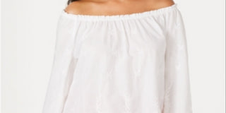 Charter Club Women's Convertible Embroidered Cotton Top White Size X-Large