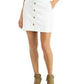 Maison Jules Women's Button Front Denim Skirt White Size 6