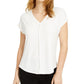 Bar III Women's V-Neck Seamed T-Shirt White Size Small
