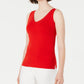 Anne Klein Women's Real Slit Double V Neck Pullover Top Red Size X-Large