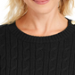 Charter Club Women's Textured Embellished Patterned Long Sleeve Jewel Neck Sweater Black Size X-Small