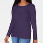 Karen Scott Women's Satin Trim Scoop Neck Top Purple Size X-Large