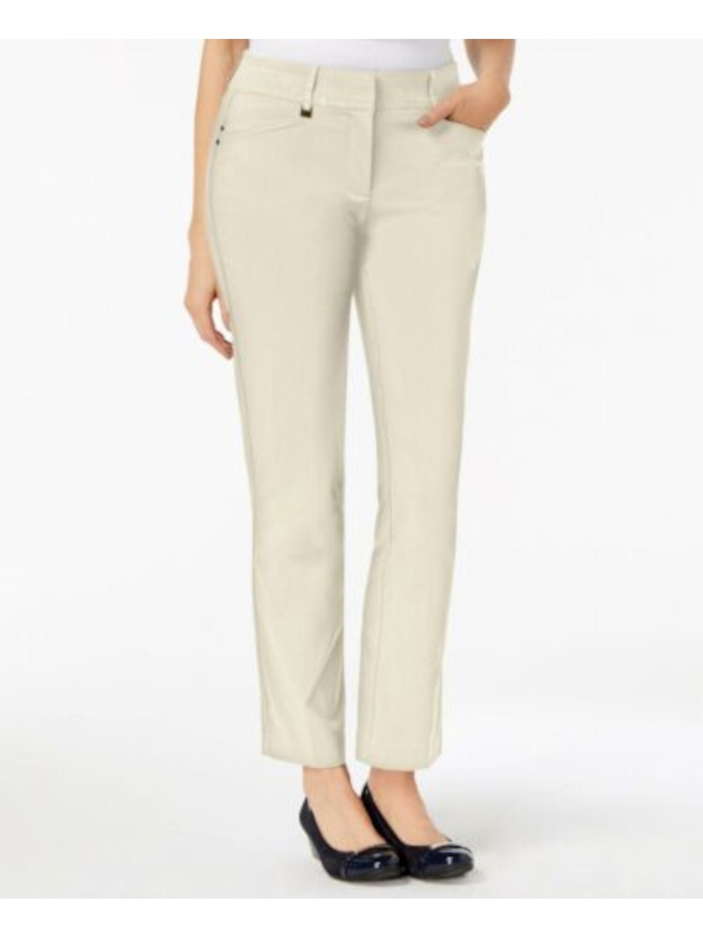 JM Collection Women's Curvy Fit Straight Leg Pants Beige Size 6