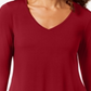 JM Collection Women's V Neck Handkerchief Hem Top Red Size Large