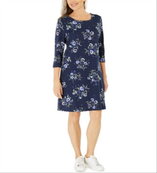 Karen Scott Women's Floral Print Dress Blue Size X-Small