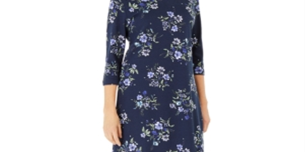 Karen Scott Women's Floral Print Dress Blue Size X-Small