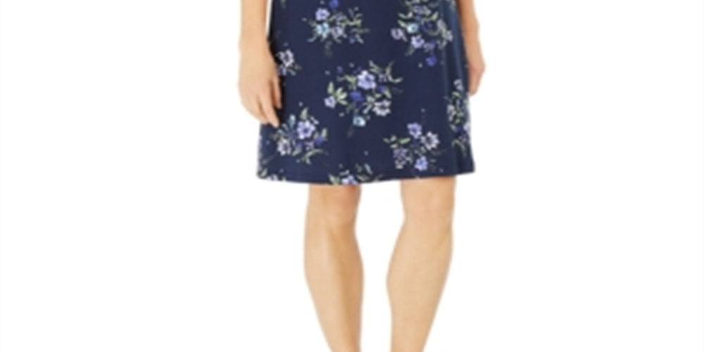 Karen Scott Women's Floral Print Dress Blue Size X-Small