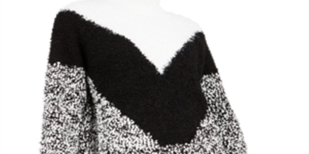 Bar III Women's Textured Turtleneck Sweater Black Size -L