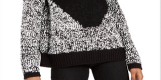 Bar III Women's Textured Turtleneck Sweater Black Size -L