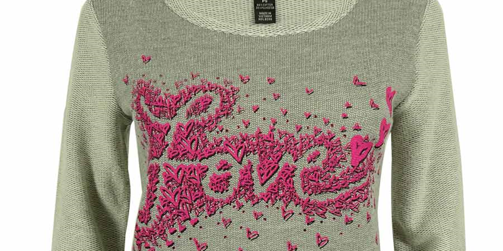 Style & Co Women's Love Print Embellished Sweatshirt Blue Size 2