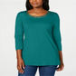 Karen Scott Women's Beaded Top Teal Size Medium